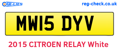 MW15DYV are the vehicle registration plates.