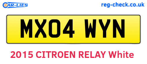 MX04WYN are the vehicle registration plates.