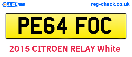 PE64FOC are the vehicle registration plates.