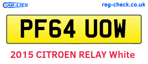 PF64UOW are the vehicle registration plates.