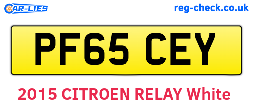 PF65CEY are the vehicle registration plates.
