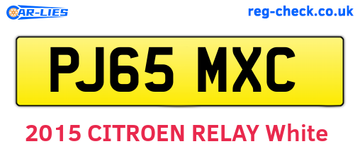 PJ65MXC are the vehicle registration plates.