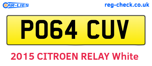 PO64CUV are the vehicle registration plates.