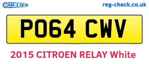 PO64CWV are the vehicle registration plates.