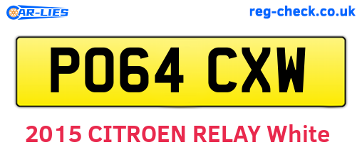 PO64CXW are the vehicle registration plates.