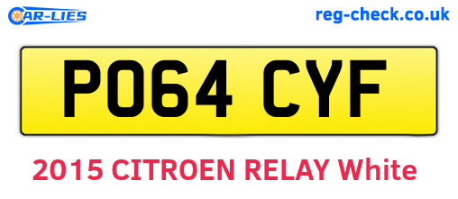 PO64CYF are the vehicle registration plates.