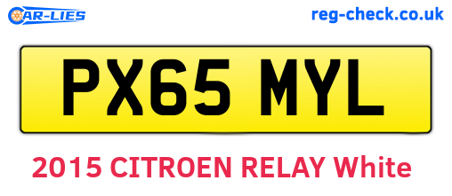 PX65MYL are the vehicle registration plates.