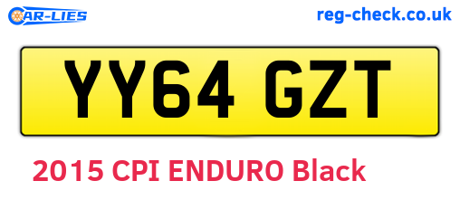 YY64GZT are the vehicle registration plates.