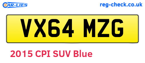 VX64MZG are the vehicle registration plates.