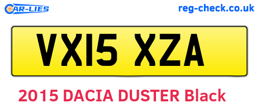 VX15XZA are the vehicle registration plates.