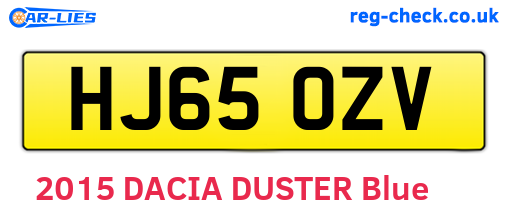 HJ65OZV are the vehicle registration plates.