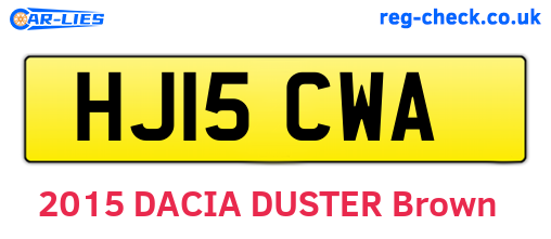 HJ15CWA are the vehicle registration plates.