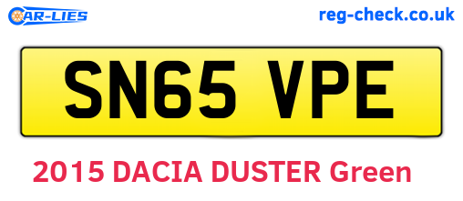 SN65VPE are the vehicle registration plates.