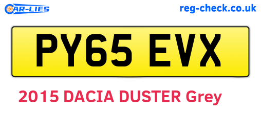 PY65EVX are the vehicle registration plates.