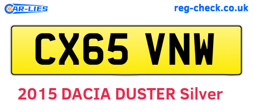 CX65VNW are the vehicle registration plates.
