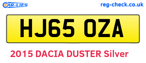 HJ65OZA are the vehicle registration plates.
