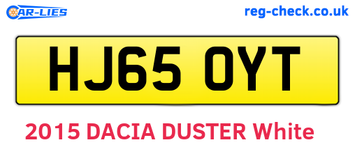 HJ65OYT are the vehicle registration plates.