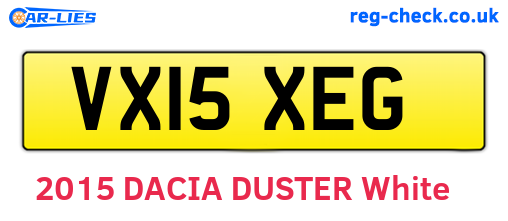 VX15XEG are the vehicle registration plates.