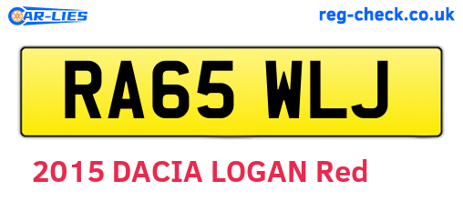 RA65WLJ are the vehicle registration plates.