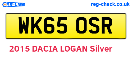 WK65OSR are the vehicle registration plates.