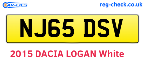 NJ65DSV are the vehicle registration plates.