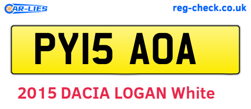 PY15AOA are the vehicle registration plates.