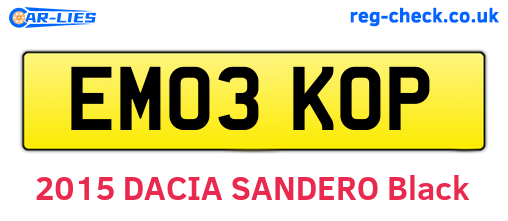 EM03KOP are the vehicle registration plates.