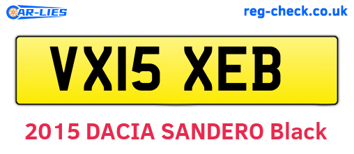 VX15XEB are the vehicle registration plates.