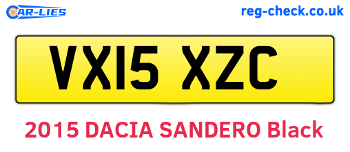 VX15XZC are the vehicle registration plates.