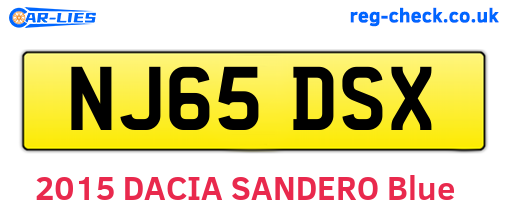 NJ65DSX are the vehicle registration plates.