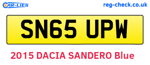 SN65UPW are the vehicle registration plates.