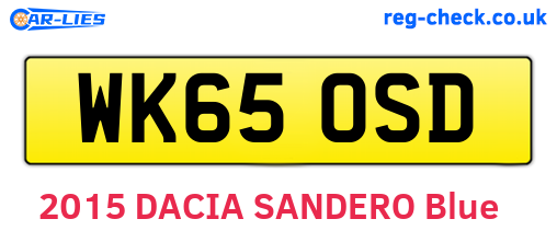 WK65OSD are the vehicle registration plates.