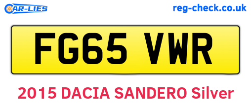 FG65VWR are the vehicle registration plates.
