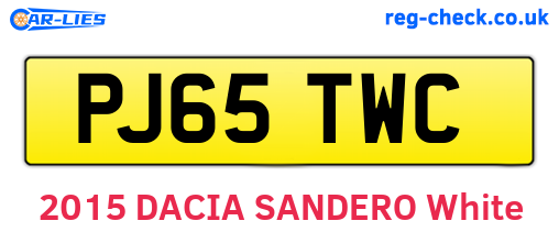 PJ65TWC are the vehicle registration plates.