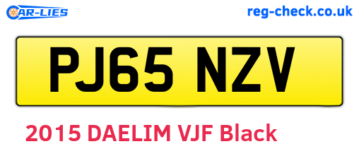 PJ65NZV are the vehicle registration plates.