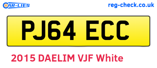 PJ64ECC are the vehicle registration plates.