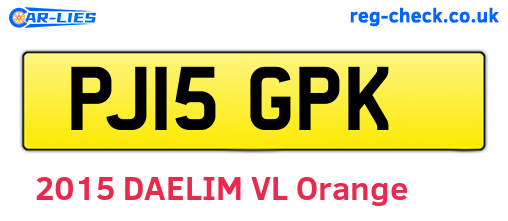 PJ15GPK are the vehicle registration plates.