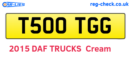 T500TGG are the vehicle registration plates.