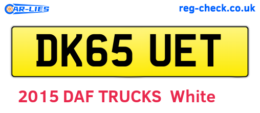 DK65UET are the vehicle registration plates.