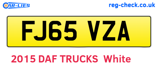 FJ65VZA are the vehicle registration plates.