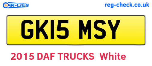 GK15MSY are the vehicle registration plates.