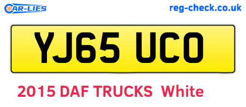 YJ65UCO are the vehicle registration plates.