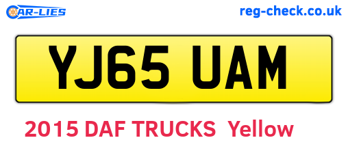 YJ65UAM are the vehicle registration plates.