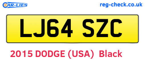 LJ64SZC are the vehicle registration plates.