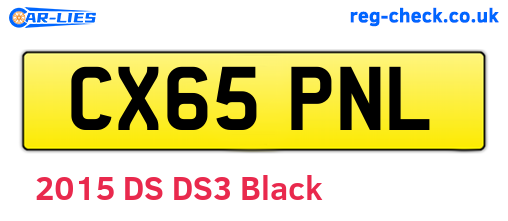 CX65PNL are the vehicle registration plates.