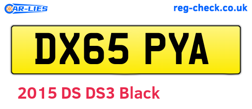 DX65PYA are the vehicle registration plates.
