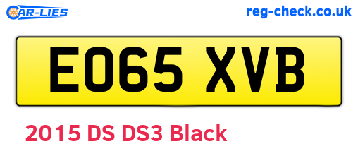 EO65XVB are the vehicle registration plates.