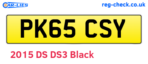 PK65CSY are the vehicle registration plates.