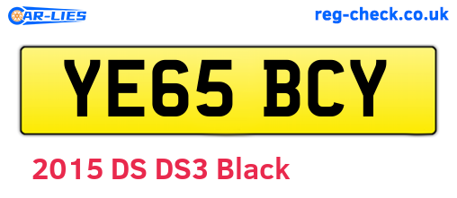 YE65BCY are the vehicle registration plates.