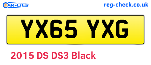 YX65YXG are the vehicle registration plates.